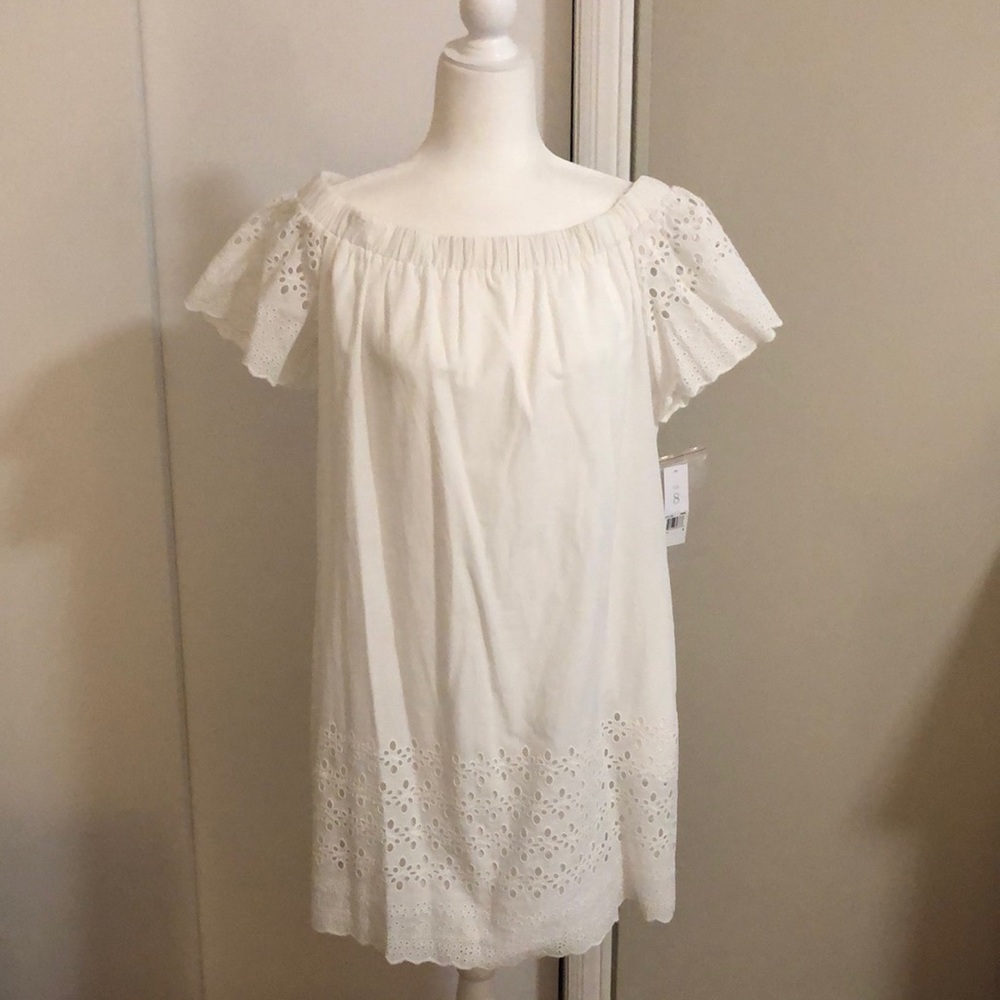 NWT Anthropologie on/off shoulder eyelet dress